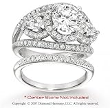 14k White Gold Side Stone 1 1/4Ct Diamond Bridal Set