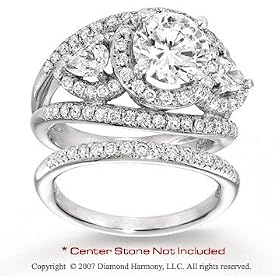 14k White Gold Side Stone 2 3 4Ct Diamond Bridal Set by Diamond Harmony Jewelry