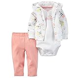 カーターズ carter's 女の子用白so happy花柄フード付きジャケット上下3点セット (3months(55-61cm)) [並行輸入品]