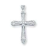 14k White Gold Diamond Cross Pendant