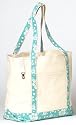 Hyp Canvas Print Beach Tote Bag, Aqua Print