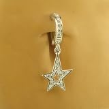 FASHION JEWELRY FOR YOUR BODY SNAP IN SEXY TUMMYTOYS SILVER NAVEL BELLY RING CZ STAR & HOOP
