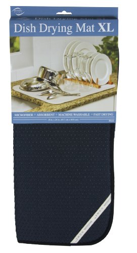 Envision Home 18-Inch by 24-Inch Microfiber Dish Drying Mat, X-Large, Black
