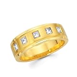 14K Yellow Gold Princess Diamonds Women's Couple Wedding Ring Band (0.4 ctw., GH Color, SI Clarity)