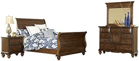 Hillsdale Furniture Pine Island Old-White Sleigh 4 Piece Queen Bedroom Set