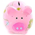 Floral Piggy Bank Large, Pink