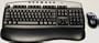 Hebrew (Customized Green Colored Characters) and Original English (White Colored Characters) Logitech Premium Desktop Wired Keyboard and Wireless Mouse Set (Black and Sliver)