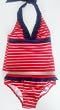 Girls 4-6X 2PC Tie Neck Swimsuit with Ruffle - Red/White and Navy