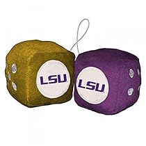NCAA LSU Tigers Fuzzy Dice, Yellow, 3