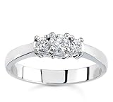 18k White Gold or Yellow Gold Three-Stone Diamond Ring (H/SI2, 1/4 ct. tw.)
