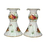 Royal Albert Old Country Roses Holiday 6-1/8-Inch Candlesticks, Set of 2