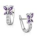 Girls 925 Sterling Silver Butterfly Huggie Earrings in CZ and Simulated Birthstones with Secure Backs