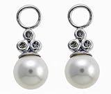 Ladies 7mm White Pearl and 0.08ct Diamond Earring Charms