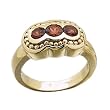 14K Yellow Gold Three Stone Mozambique Garnet Ring