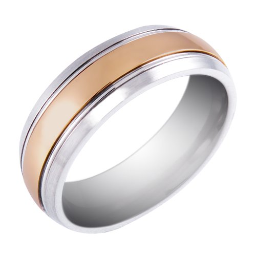 Mens Titanium and 14k Yellow Gold 7.2mm Band Ring, Size 10