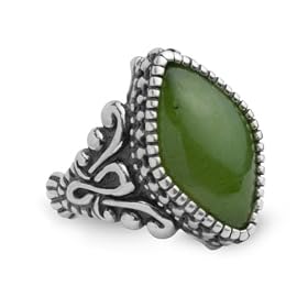 Carolyn Pollack Sterling Silver and Nephrite Jade Diamond-shaped Color... by Pink Mother of Pearl Flower Carved Ring