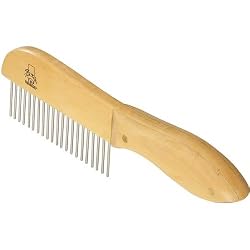 Master Grooming Tools Steel Ultimate Coarse Pet Comb with Wooden Handle, 9-1/2-Inch