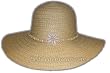 Braided Hat with 4" Brim with Cowry Shell Flower, Natural