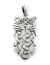 Double Dragon Celtic Knotted Sterling Silver Pendant