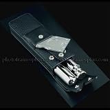 Cigar Cutter, Flask, Cigar Holder, Stainless Steel & Black Leather Case