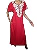 Red Muumuu Cotton Kaftan Floral Embroidered Womens Caftan Long Maxi Dress Large