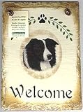 Border Collie Decorative Hanging Welcome Slate