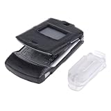 Leather Wrapped Thin Shell Black - Motorola Razr V3, V3c, V3i