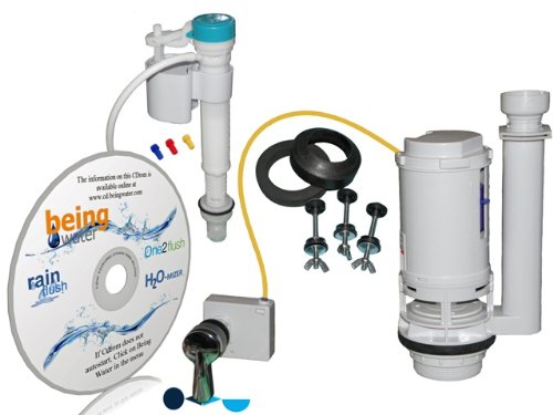 ONE2FLUSH DUAL FLUSH TOILET CONVERSION KIT BONUS PACK WithWater Saving Fill Valve with BOWL FILL CONTROL, 3 St. Steel Bolts,Tank Bowl Gaskets.Plus interactive CDrom with instructional video.Convert Existing Toilets To Efficient Dual Flush Toilets