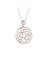 14KT Rose Gold 1/4 ct tw Rose and Diamond Necklace with Beautiful Scroll Detailing. 1/4 CTW