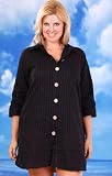 Club Z Black Button Down Shirt Cover Up - Women's Swimwear Plus Size Swimsuits