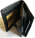 Quality Mens Real Leather Wallet with side zip pocket - Black