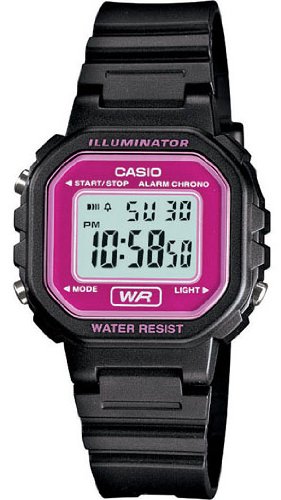Casio Women's LA20WH-4ACF Classic Digital Black and Pink Resin Watch