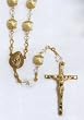 Rosary - Latin Cross - 8mm Heart Shaped Beads Our Father - 17in. Gold Plated Chain - Deluxe Box Included - IMPORTED FROM ITALY