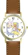 Angel with Bugle No.3 - Cherub, Angel or Cupid Theme - WATCHBUDDY&reg; DELUXE TWO-TONE THEME WATCH - Arabic Numbers - Brown Leather Strap-Size-Large ( Men's Size or Jumbo Women's Size )