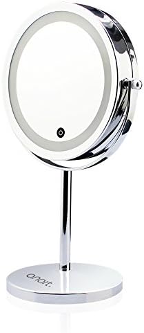 ANART® 7inch Touch Activated LED Lighted Makeup Mirror, Double-Sided 5x Magnification 360 Degree Swivel Battery-Operated Countertop Vanity Mirror