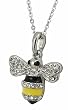 Petite Bumble Bee Necklace with Crystal Wings - 18" Chain