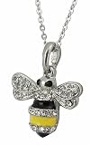 Petite Bumble Bee Necklace with Crystal Wings - 18" Chain