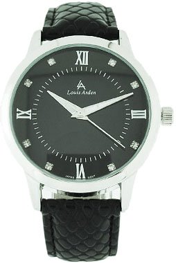 Louis Arden Women’s Black Roman Numeral Diamond Vegan Watch