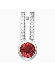 14K White Gold Round Cut Mozambique Garnet and Diamond Pendant -- LIFETIME WARRANTY