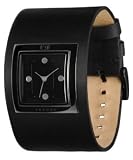 01TheOne Unisex AN01G01 Analog Sandwich Black Leather Fashion Watch