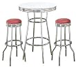 Retro Fountain Style Chrome Finish Bar Table w/White Top
