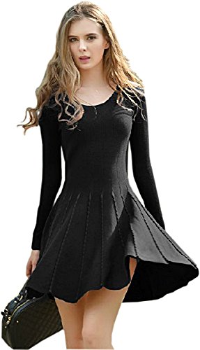 ドレス ワンピース フレアー ミニスカート シンプル セクシー デート パーティ カジュアル キュート エレガンス レディース 秋物 冬物 可愛いスカーフ付き R540