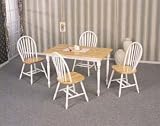 5 Piece Dining Set in Natural and White Finish