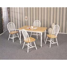 5 Piece Dining Set in Natural and White Finish By Coaster Furniture by 
