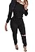 Fixmatti Womens Casual Slash Neck Long Sleeve Lace up Active Wear Jumpsuit Romper Black L