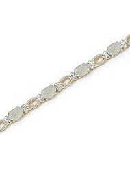 14kt Yellow Gold Oval Opal and Diamond Bracelet