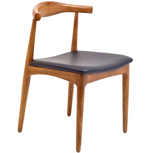 LexMod Hans Wegner Style Elbow Dining Side Chair with Faux Leather Seat