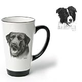 Porcelain Funnel Cup with Border Collie (Black and white, 6 inch)