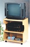 Tv/vcr Stand w/Casters in Natural, Black Color
