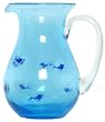 Hand Blown Glass Blue Fish Pitcher 9.5" h